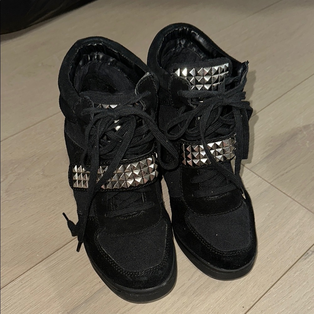 Studded Black High-Top Sneakers